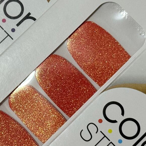 New Color Street “Heat Wave” Shimmery Orange-Red with Gold Glitter Nail Strips - Picture 1 of 1